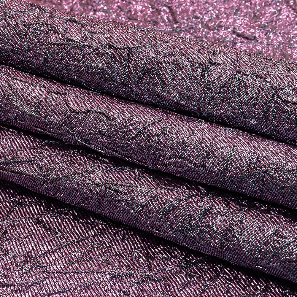 Astrolabe Metallic Lilac and Sky Crinkled Luxury Brocade with Black Backing Astrolabe Metallic Lilac and Sky Crinkled Luxury Brocade with Black Backing