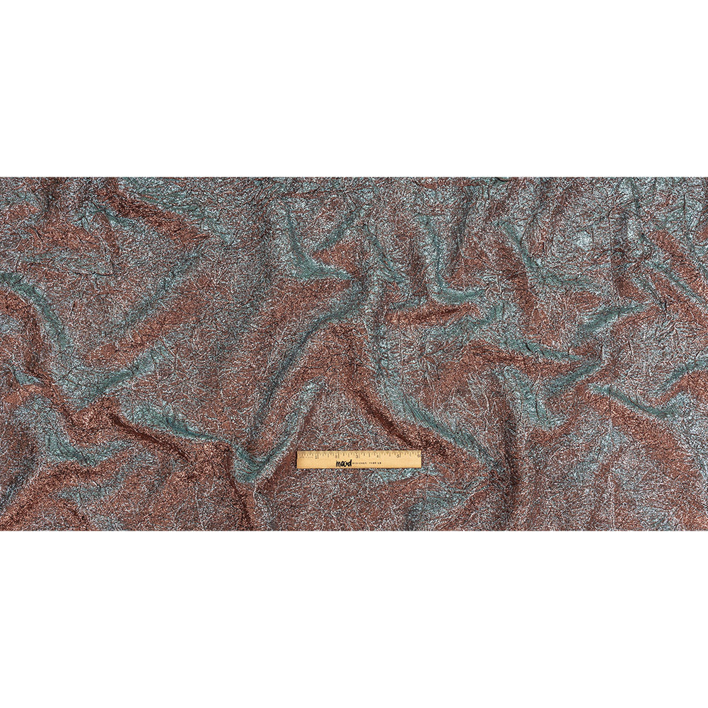 Astrolabe Metallic Sky and Salmon Crinkled Luxury Brocade with Black Backing Astrolabe Metallic Sky and Salmon Crinkled Luxury Brocade with Black Backing