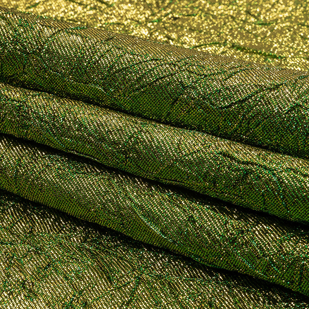 Astrolabe Metallic Lemon and Kelly Crinkled Luxury Brocade with Black Backing Astrolabe Metallic Lemon and Kelly Crinkled Luxury Brocade with Black Backing