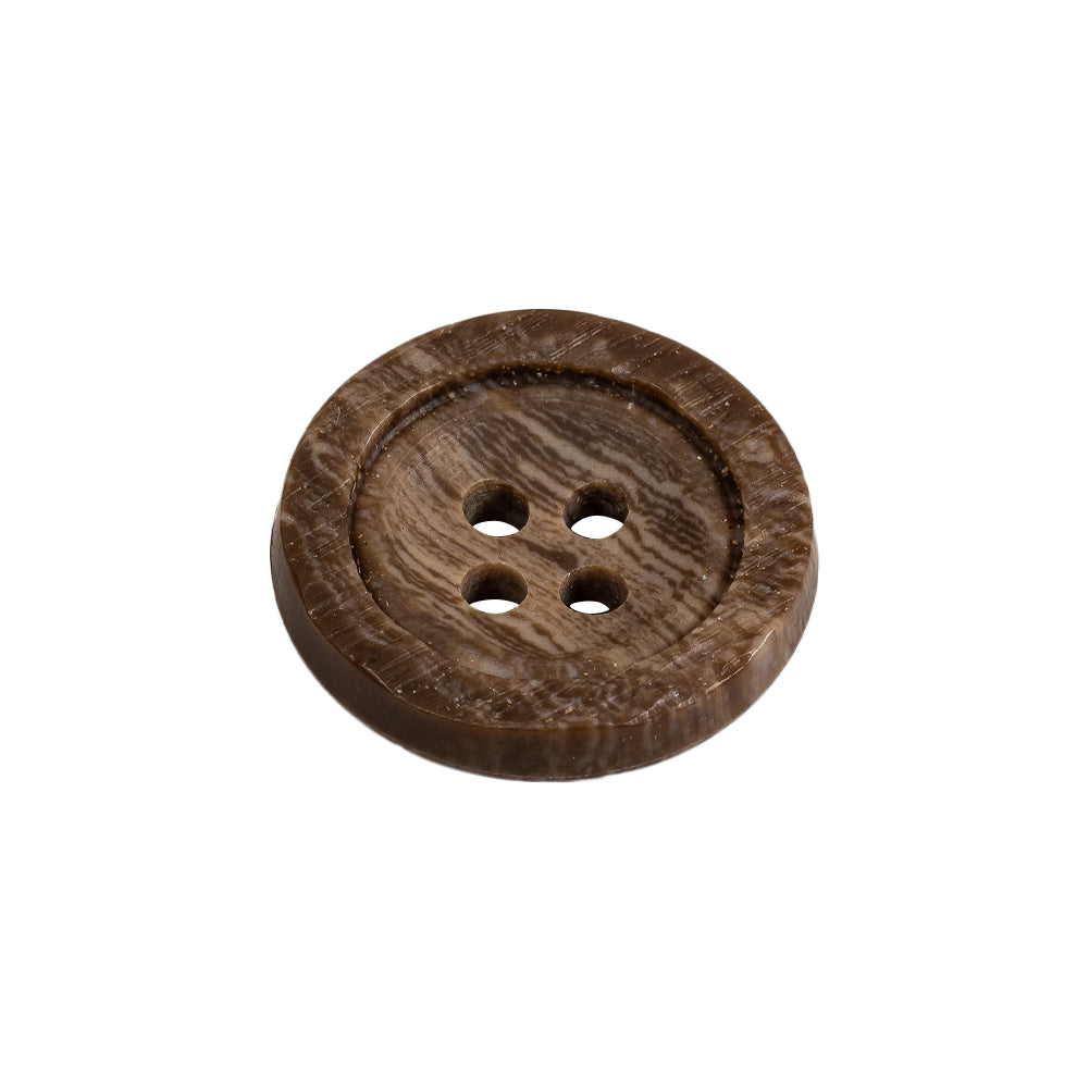 Brown Wood Grain 4-Hole Plastic Textured Button - 34L/21.5mm Folded Brown Wood Grain 4-Hole Plastic Textured Button - 34L/21.5mm Folded