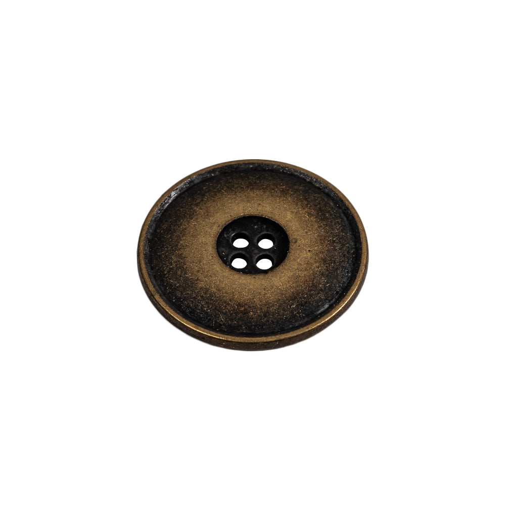 Weathered Brass Narrow Rim Low Convex 4-Hole Metal Button - 32L/20mm Folded Weathered Brass Narrow Rim Low Convex 4-Hole Metal Button - 32L/20mm Folded