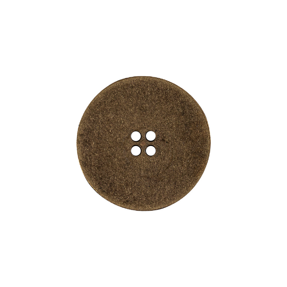 Weathered Brass Narrow Rim Low Convex 4-Hole Metal Button - 32L/20mm Detail Weathered Brass Narrow Rim Low Convex 4-Hole Metal Button - 32L/20mm Detail