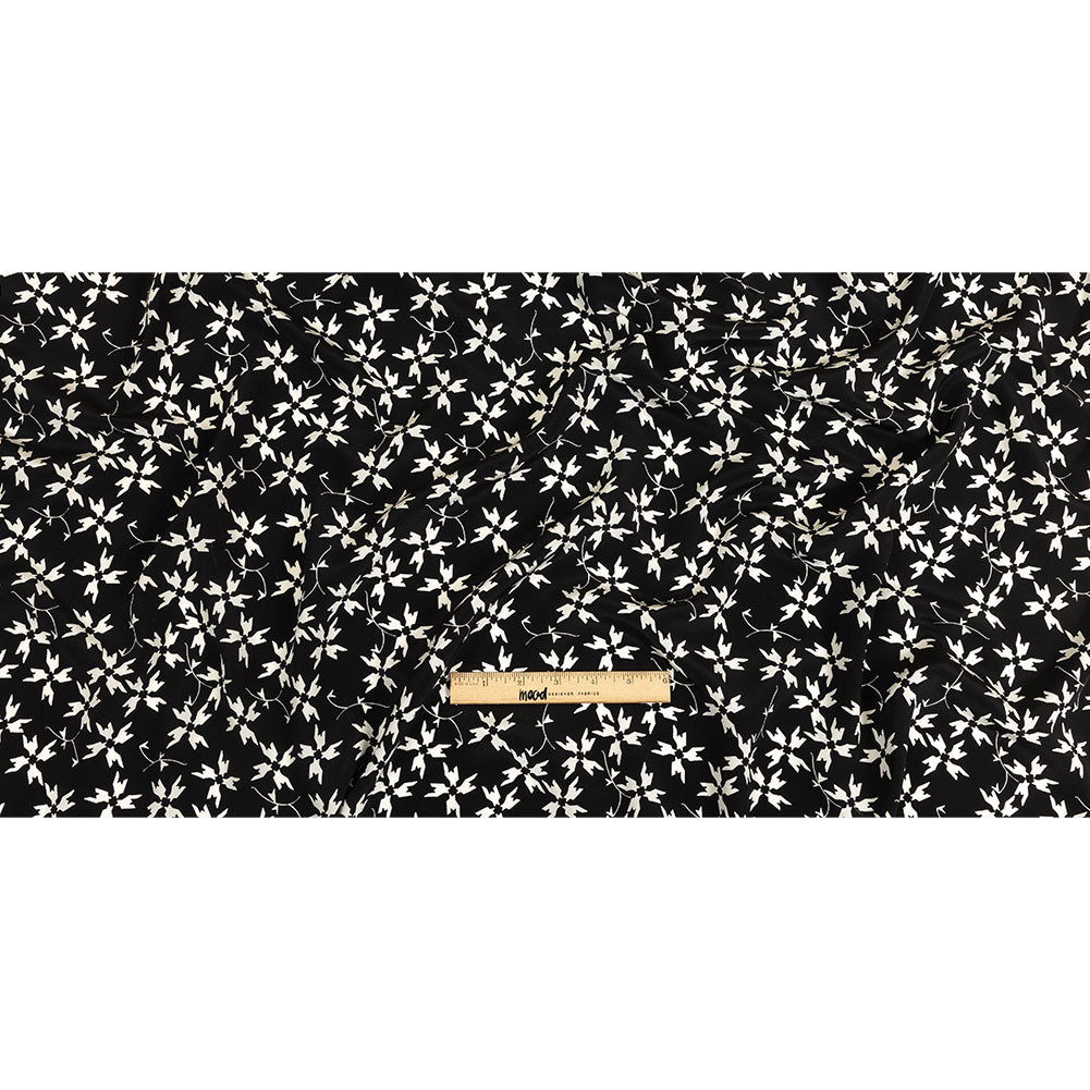 Tanya Taylor Black and White Geometric Floral Silk Crepe de Chine Drape Tanya Taylor Black and White Geometric Floral Silk Crepe de Chine Drape