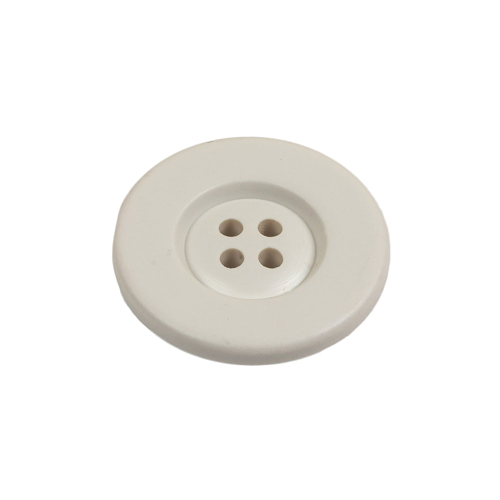 Matte White Asparagus Low Convex 4 Hole Plastic Button with Wide Rim - 38L/24mm Folded Matte White Asparagus Low Convex 4 Hole Plastic Button with Wide Rim - 38L/24mm Folded
