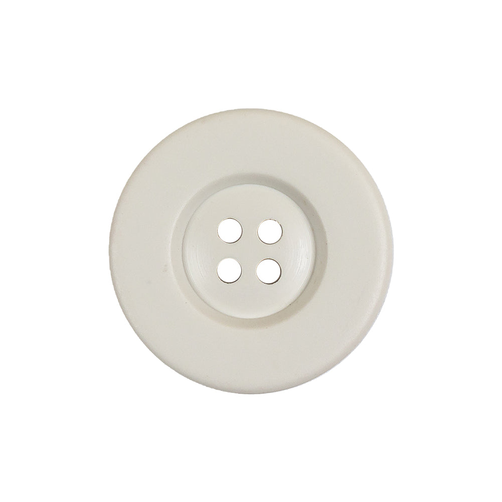 Matte White Asparagus Low Convex 4 Hole Plastic Button with Wide Rim - 38L/24mm Matte White Asparagus Low Convex 4 Hole Plastic Button with Wide Rim - 38L/24mm