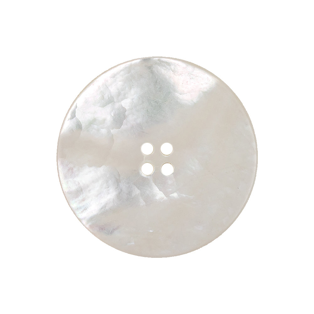 Iridescent White 4 Hole Narrow Rim Shell Button - 40L/25.5mm Detail Iridescent White 4 Hole Narrow Rim Shell Button - 40L/25.5mm Detail