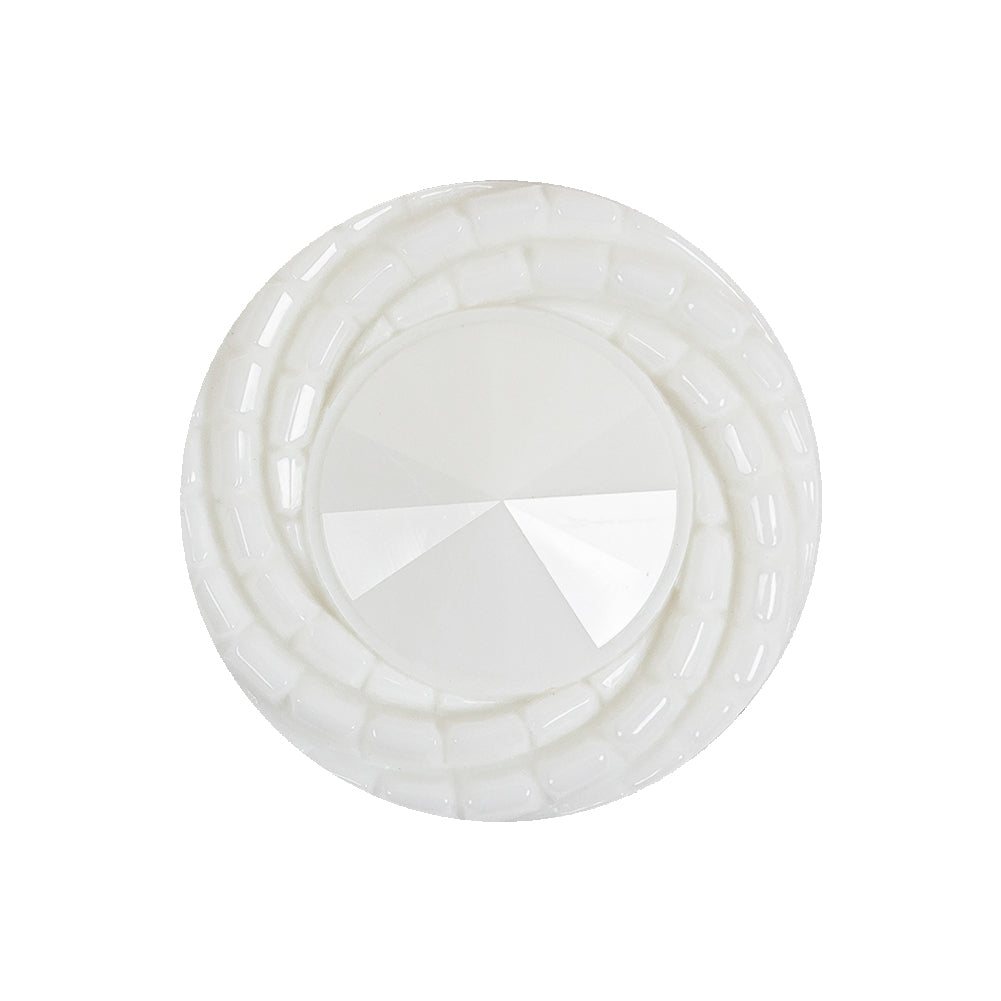 White Twisted Rim Conical Shank Back Plastic Button - 40L/25.5mm White Twisted Rim Conical Shank Back Plastic Button - 40L/25.5mm