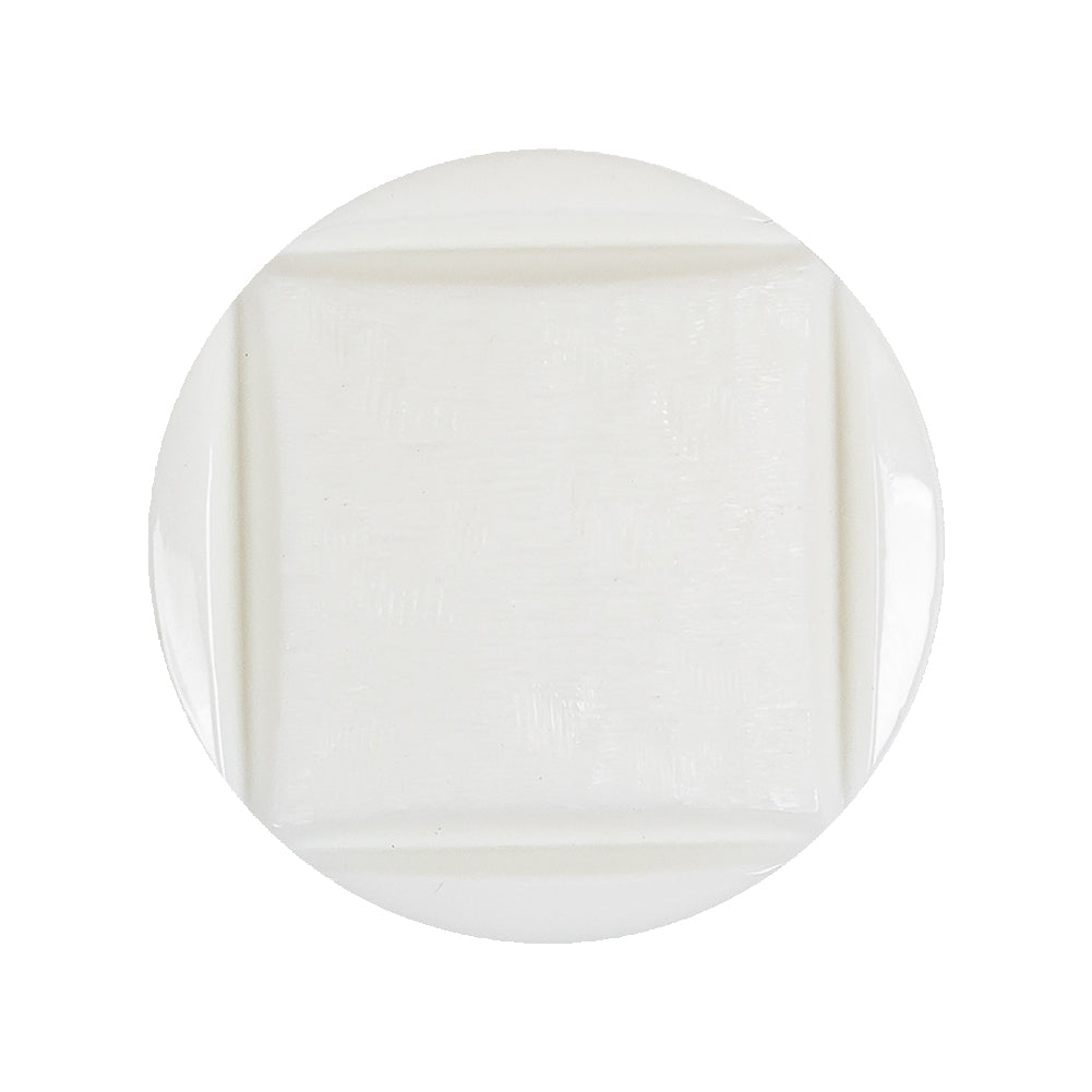White Square in Circle Etched Shank Back Plastic Button - 44L/28mm White Square in Circle Etched Shank Back Plastic Button - 44L/28mm