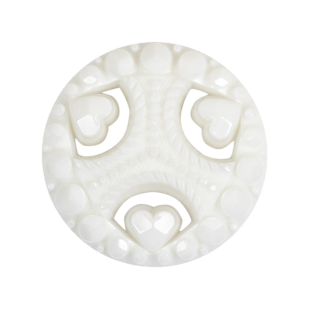 Italian White Studs and Hearts Open Framework Shank Back Button - 44L/28mm Italian White Studs and Hearts Open Framework Shank Back Button - 44L/28mm