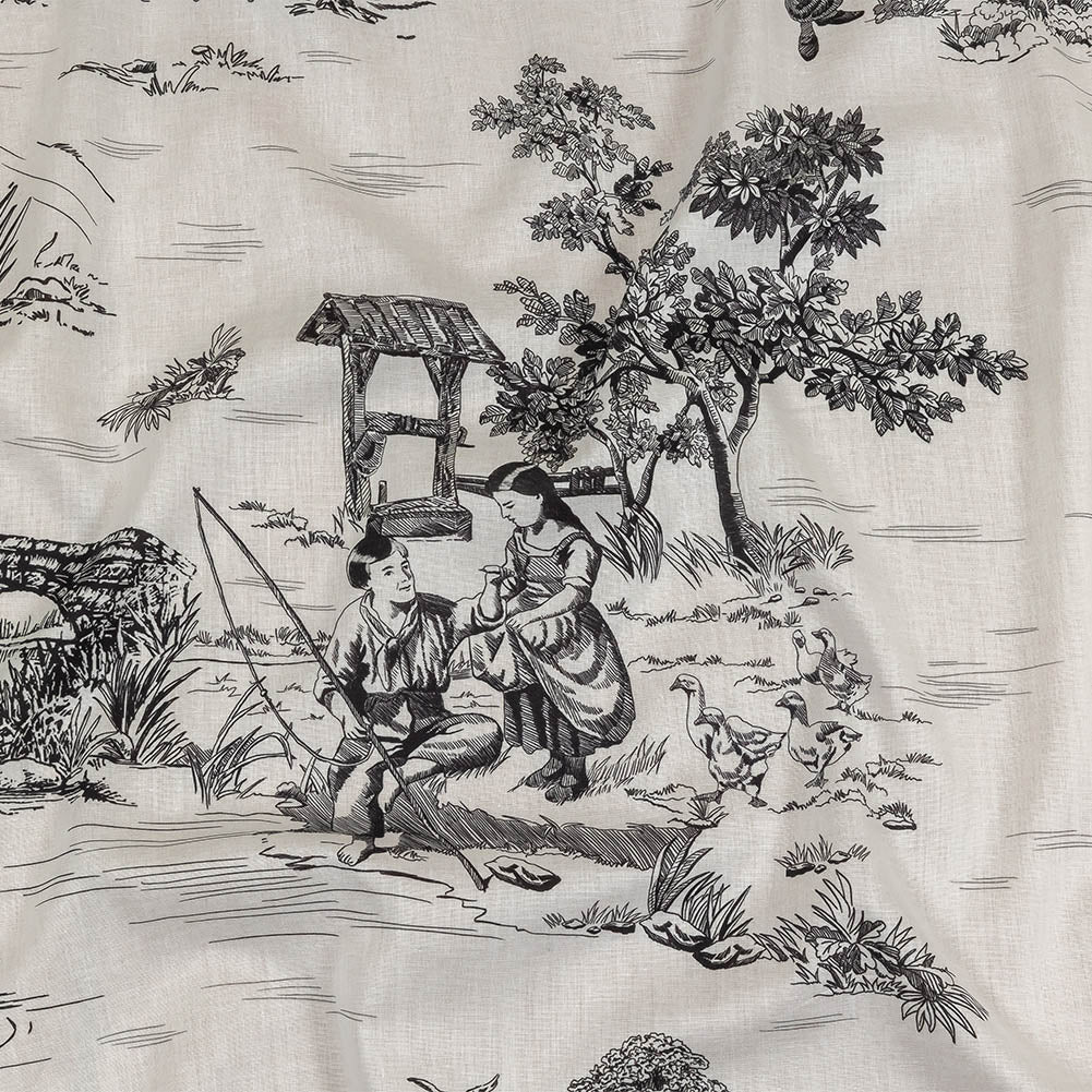 Cotton Voile - Black and White Classic Toile de Jouy Cotton Voile - Black and White Classic Toile de Jouy