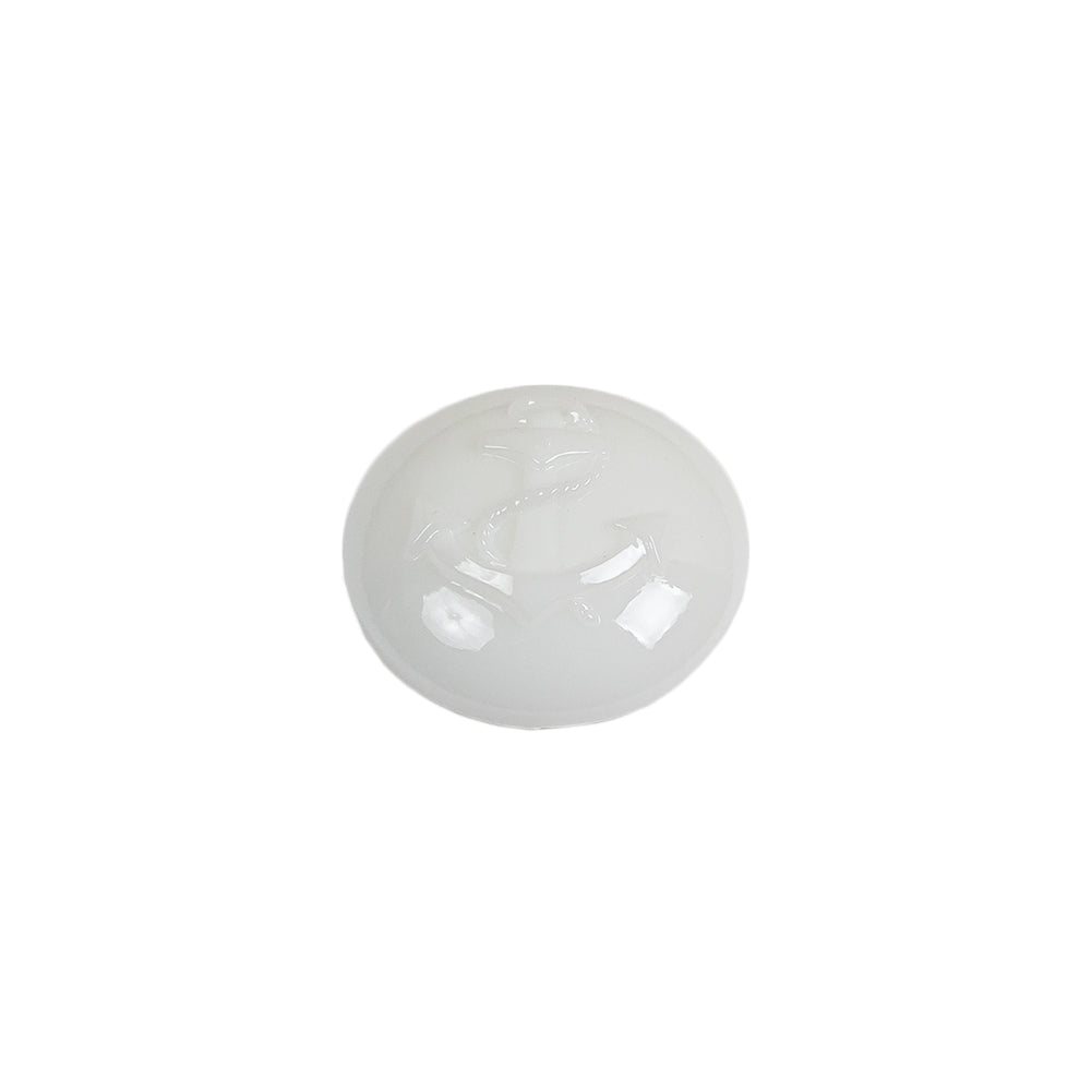 Italian White Anchor Embossed Shank Back Button - 24L/15mm Folded Italian White Anchor Embossed Shank Back Button - 24L/15mm Folded