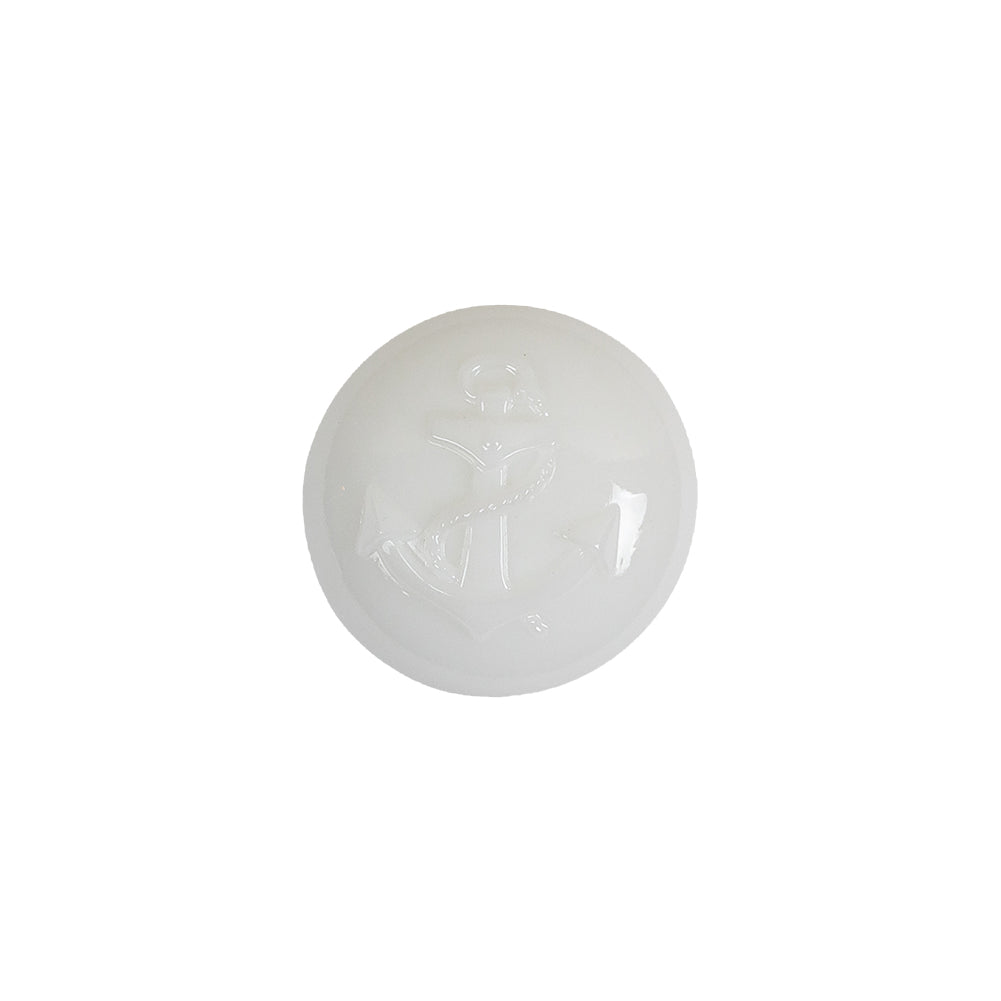 Italian White Anchor Embossed Shank Back Button - 24L/15mm Italian White Anchor Embossed Shank Back Button - 24L/15mm