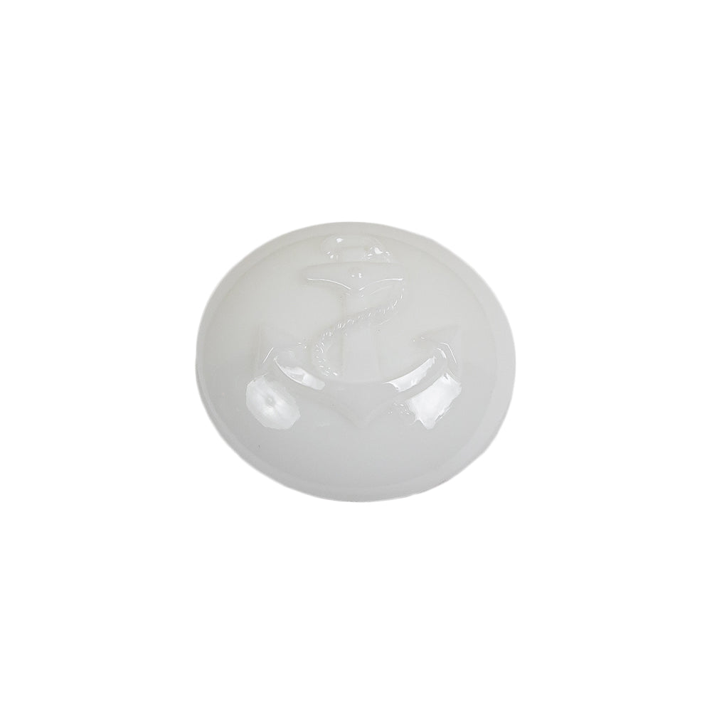 Italian White Anchor Embossed Shank Back Button - 32L/20mm Folded Italian White Anchor Embossed Shank Back Button - 32L/20mm Folded