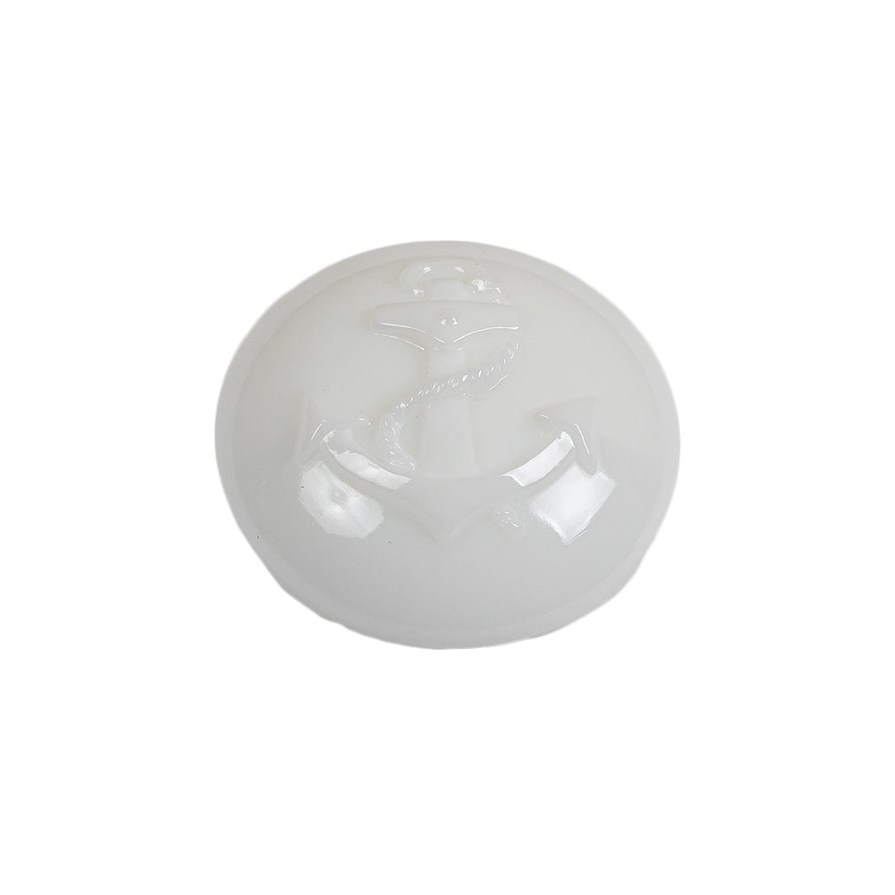 Italian White Anchor Embossed Shank Back Button - 36L/23mm Folded Italian White Anchor Embossed Shank Back Button - 36L/23mm Folded