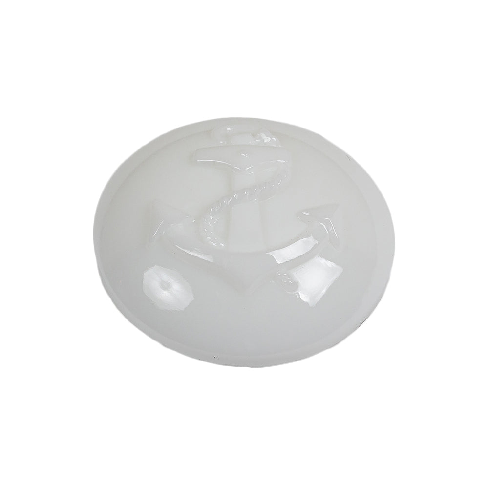 Italian White Anchor Embossed Shank Back Button - 40L/25.5mm Folded Italian White Anchor Embossed Shank Back Button - 40L/25.5mm Folded