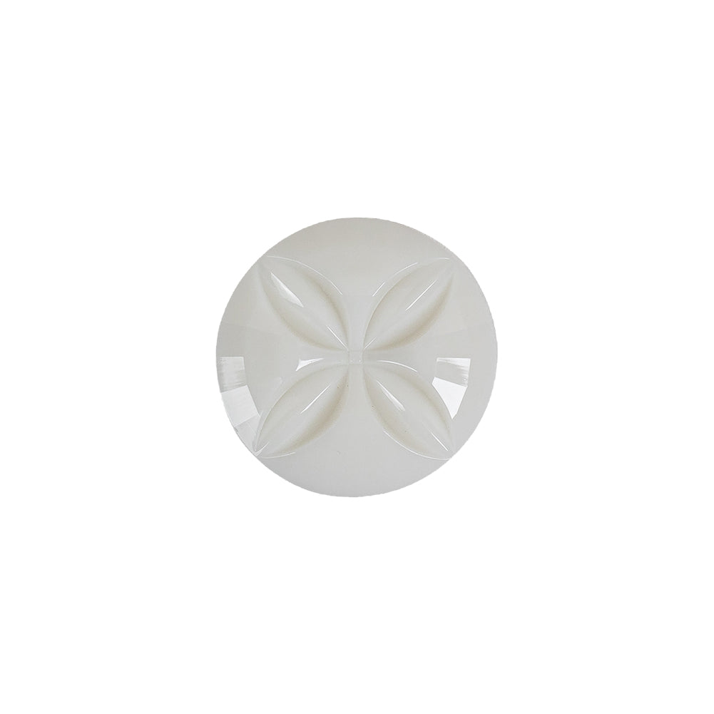 Italian White Floral Etched Shank Back Button - 24L/15mm Italian White Floral Etched Shank Back Button - 24L/15mm