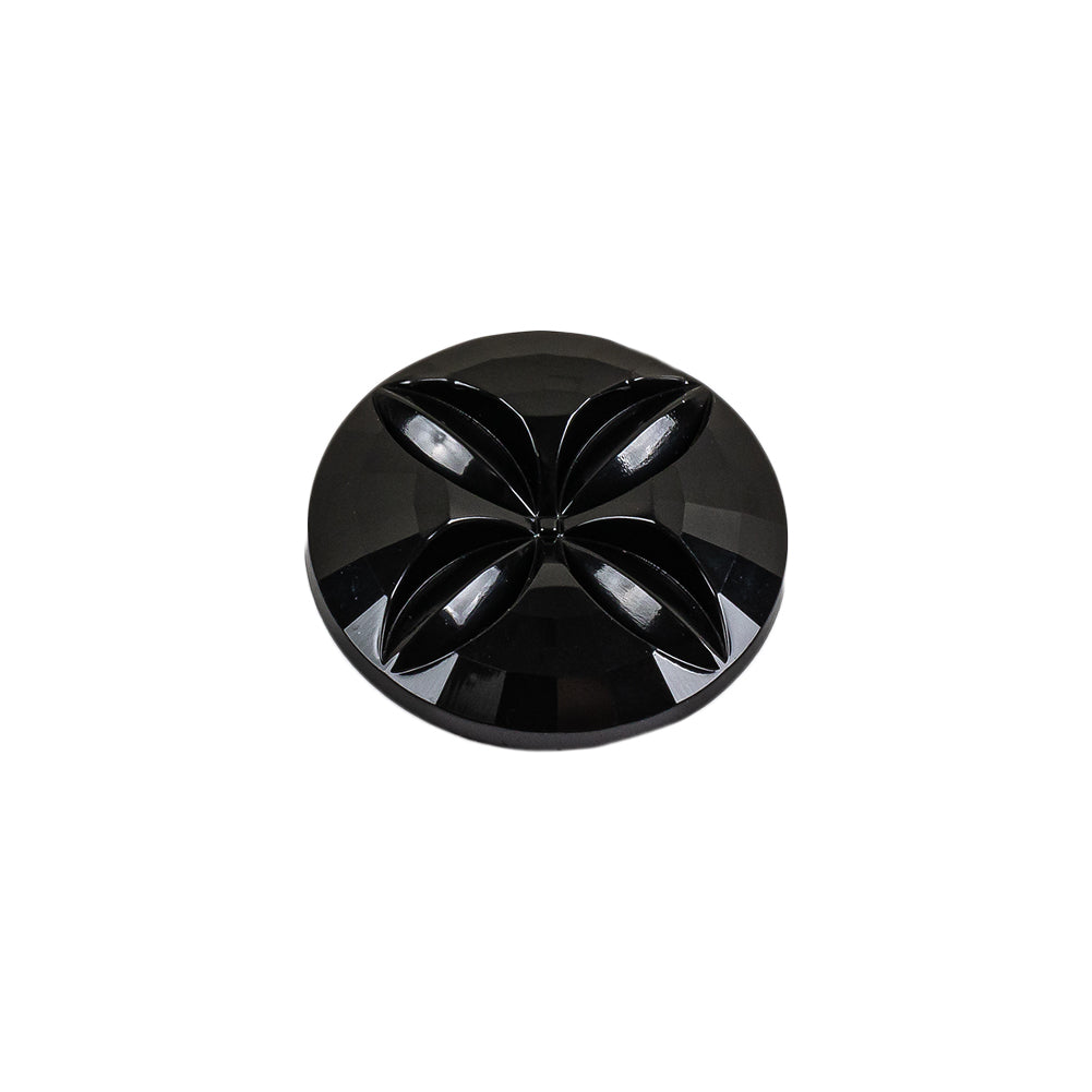 Italian Black Floral Etched Shank Back Button - 30L/19mm Folded Italian Black Floral Etched Shank Back Button - 30L/19mm Folded