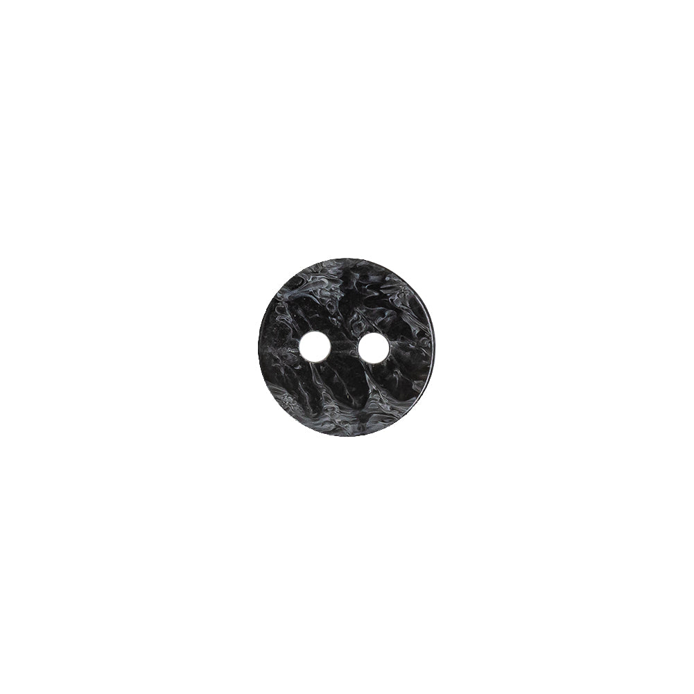 Black and Gray Mottled Concave Face 2-Hole Plastic Button - 16L/10mm Black and Gray Mottled Concave Face 2-Hole Plastic Button - 16L/10mm