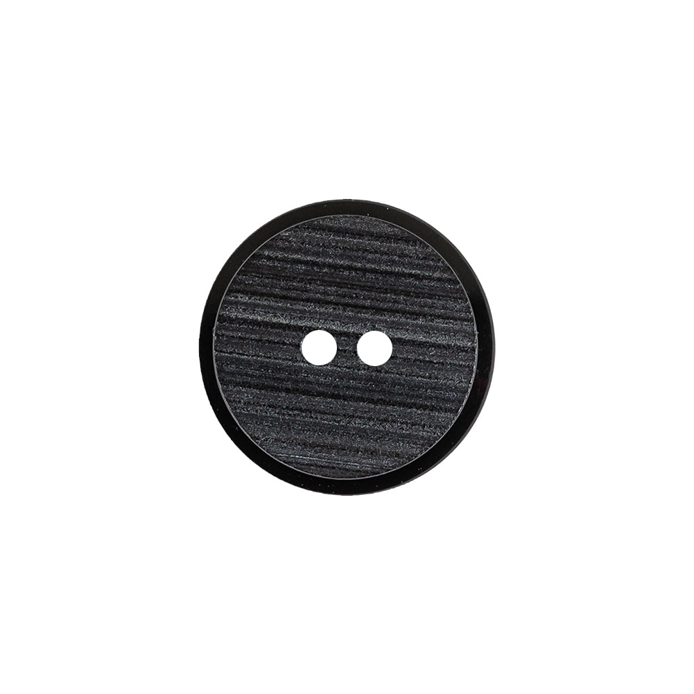 Black Ribbed 2-Hole Plastic Button - 28L/18mm Black Ribbed 2-Hole Plastic Button - 28L/18mm