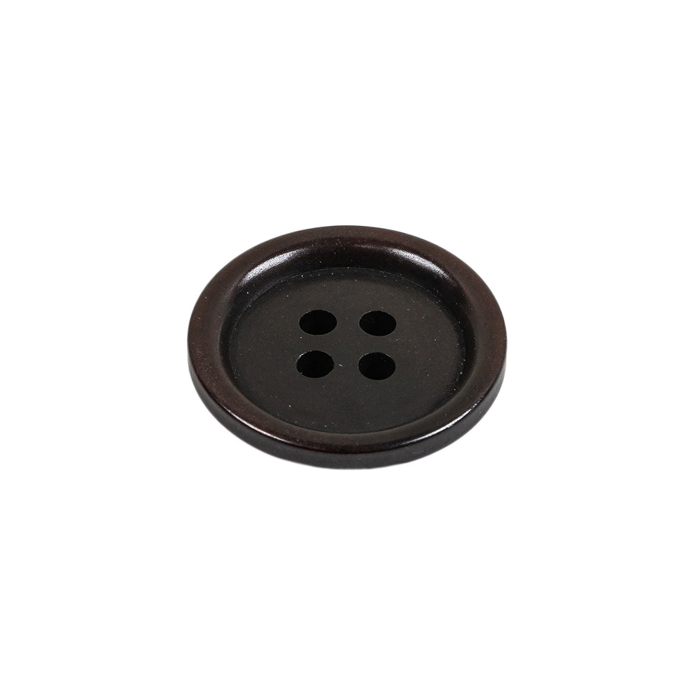 Dark Brown Rolled Rim 4-Hole Plastic Button - 32L/20mm Folded Dark Brown Rolled Rim 4-Hole Plastic Button - 32L/20mm Folded