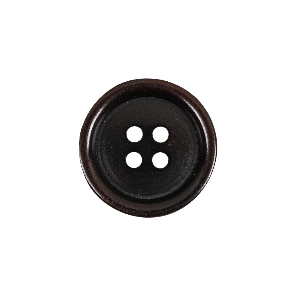 Dark Brown Rolled Rim 4-Hole Plastic Button - 32L/20mm Dark Brown Rolled Rim 4-Hole Plastic Button - 32L/20mm