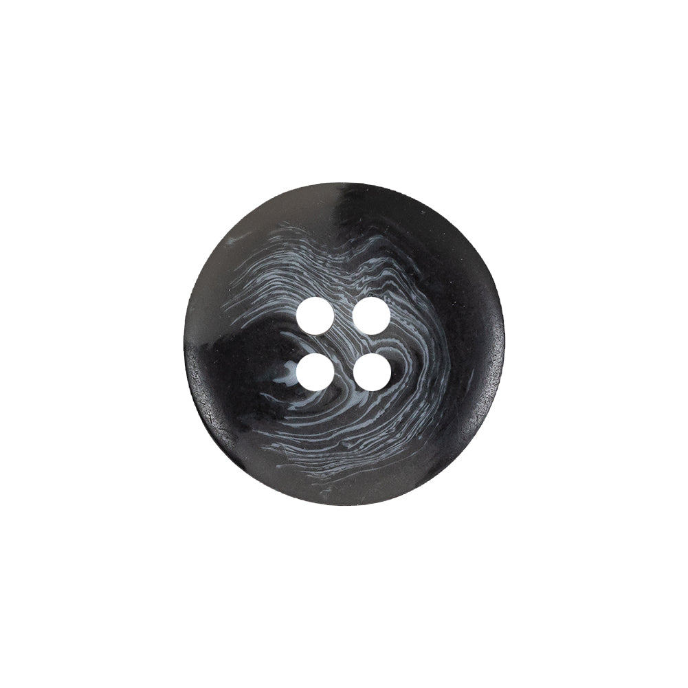 Black and Gray Swirled Wide Rim 4-Hole Plastic Button - 32L/20mm Detail Black and Gray Swirled Wide Rim 4-Hole Plastic Button - 32L/20mm Detail