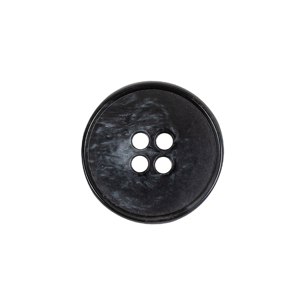 Black and Gray Swirled Low Convex Narrow Rim 4-Hole Plastic Button - 32L/20mm Black and Gray Swirled Low Convex Narrow Rim 4-Hole Plastic Button - 32L/20mm