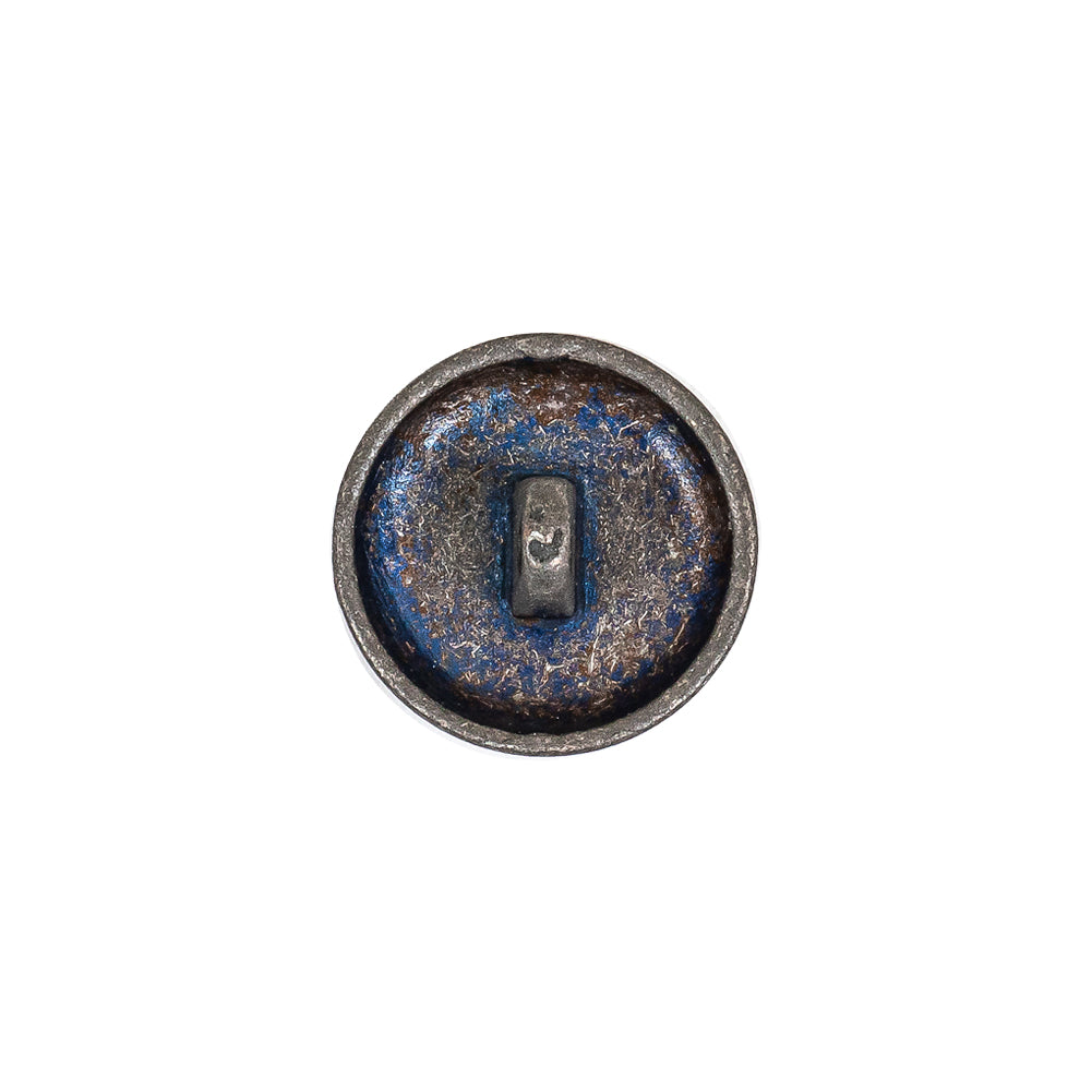 Italian Blue Silver Shank Back Metal Button - 24L/15mm Detail Italian Blue Silver Shank Back Metal Button - 24L/15mm Detail