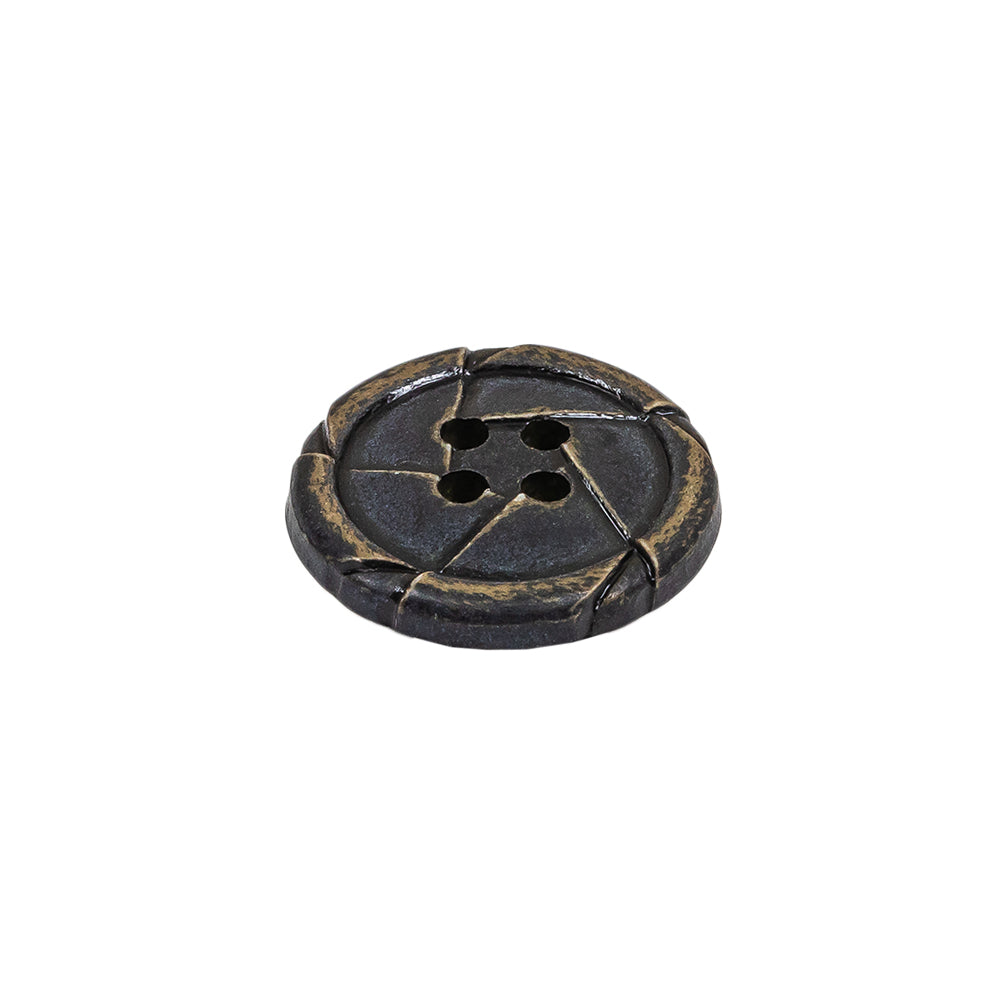 Antique Black Knotted Leather-Look 4-Hole Plastic Button - 32L/20mm Folded Antique Black Knotted Leather-Look 4-Hole Plastic Button - 32L/20mm Folded