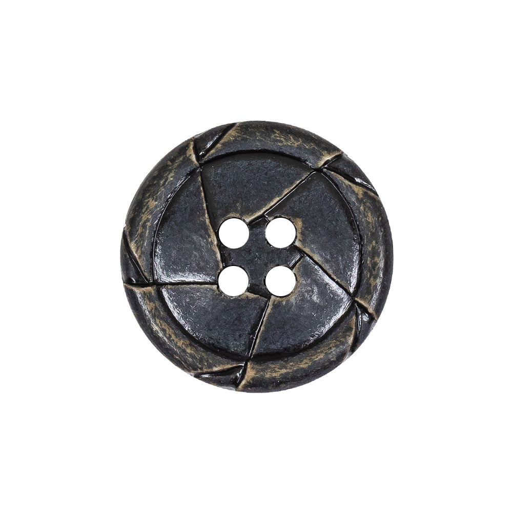 Antique Black Knotted Leather-Look 4-Hole Plastic Button - 36L/23mm Antique Black Knotted Leather-Look 4-Hole Plastic Button - 36L/23mm