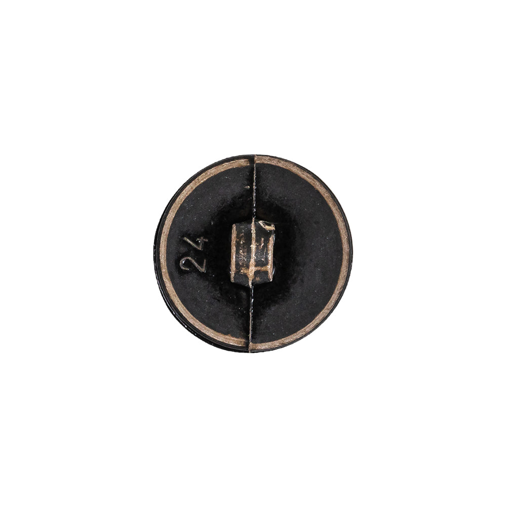 Italian Weathered Black Knotted Leather-Look Shank Back Plastic Button - 24L/15mm Detail Italian Weathered Black Knotted Leather-Look Shank Back Plastic Button - 24L/15mm Detail