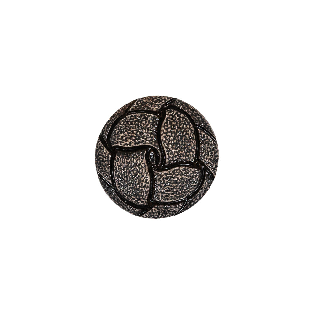 Italian Weathered Black Knotted Leather-Look Shank Back Plastic Button - 24L/15mm Italian Weathered Black Knotted Leather-Look Shank Back Plastic Button - 24L/15mm