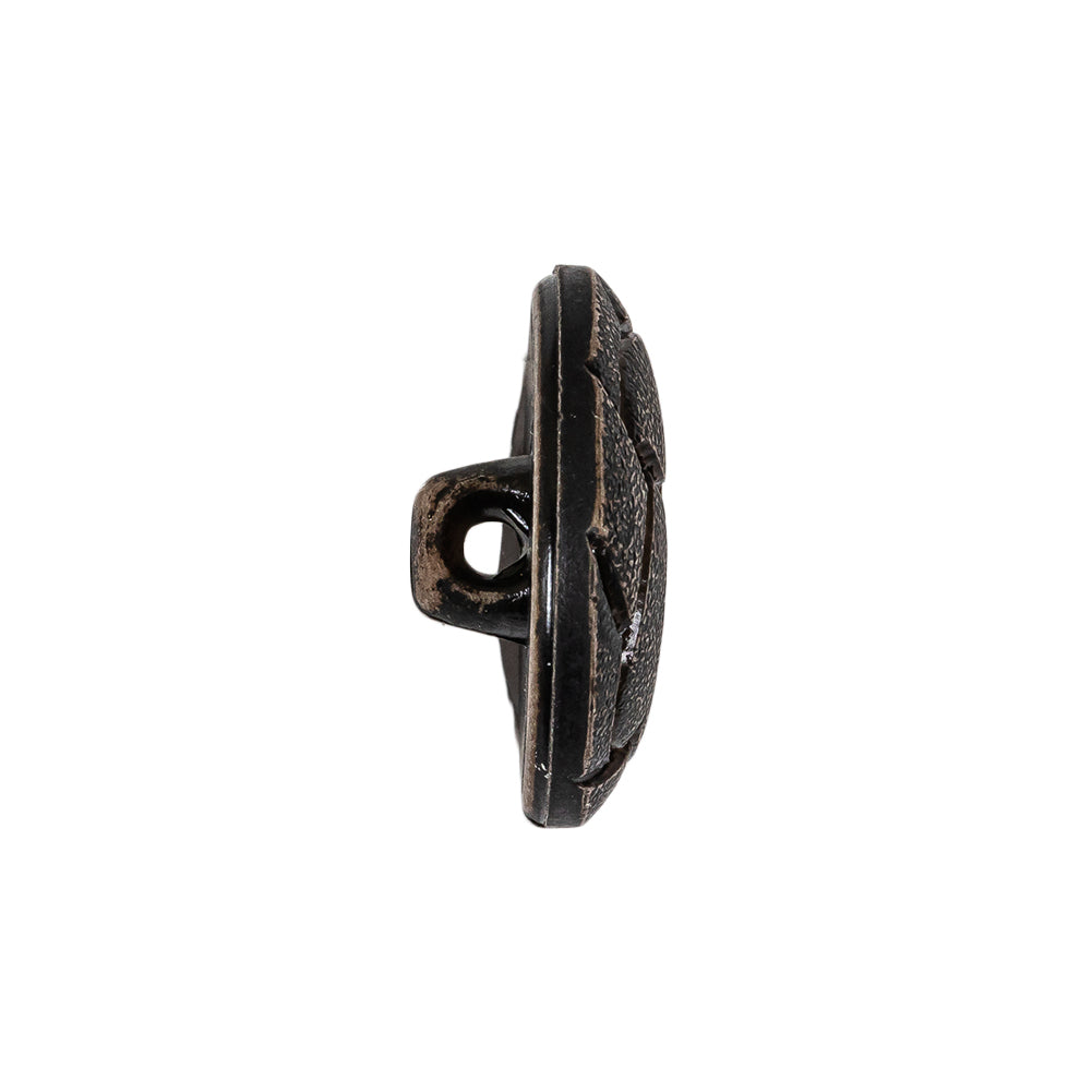 Italian Weathered Black Knotted Leather-Look Shank Back Plastic Button - 36L/23mm Folded Italian Weathered Black Knotted Leather-Look Shank Back Plastic Button - 36L/23mm Folded