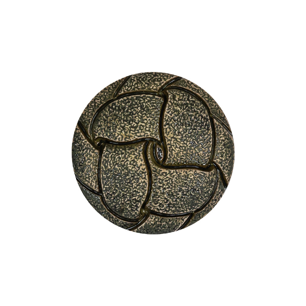 Italian Dusty Olive Knotted Leather-Look Shank Back Plastic Button - 36L/23mm Italian Dusty Olive Knotted Leather-Look Shank Back Plastic Button - 36L/23mm