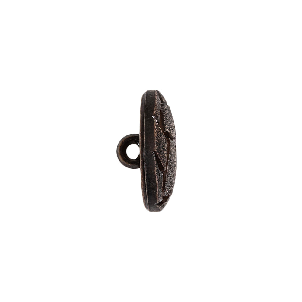 Italian Dark Brown Knotted Leather-Look Shank Back Plastic Button - 28L/18mm Folded Italian Dark Brown Knotted Leather-Look Shank Back Plastic Button - 28L/18mm Folded