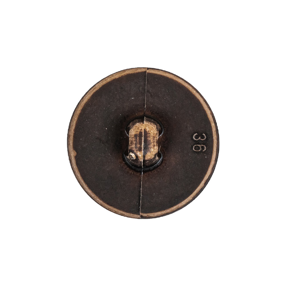 Italian Dark Brown Knotted Leather-Look Shank Back Plastic Button - 36L/23mm Detail Italian Dark Brown Knotted Leather-Look Shank Back Plastic Button - 36L/23mm Detail