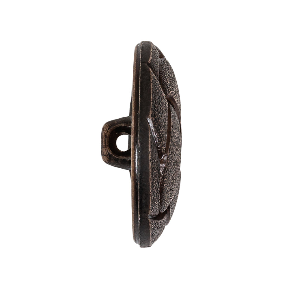 Italian Dark Brown Knotted Leather-Look Shank Back Plastic Button - 44L/28mm Folded Italian Dark Brown Knotted Leather-Look Shank Back Plastic Button - 44L/28mm Folded