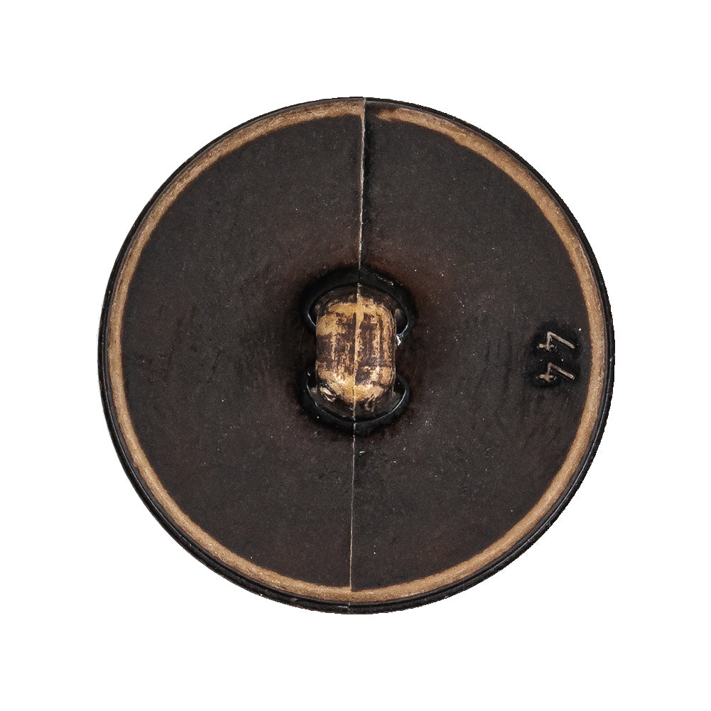 Italian Dark Brown Knotted Leather-Look Shank Back Plastic Button - 44L/28mm Detail Italian Dark Brown Knotted Leather-Look Shank Back Plastic Button - 44L/28mm Detail