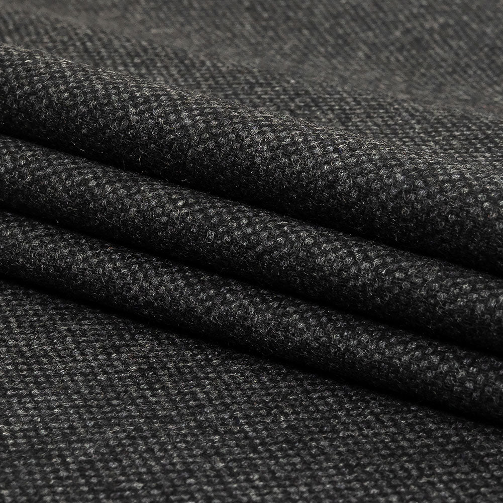 Obsidian and Gull Basketweave Blended Cashmere Coating Folded Obsidian and Gull Basketweave Blended Cashmere Coating Folded