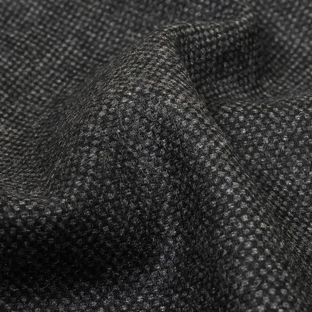 Obsidian and Gull Basketweave Blended Cashmere Coating Detail Obsidian and Gull Basketweave Blended Cashmere Coating Detail