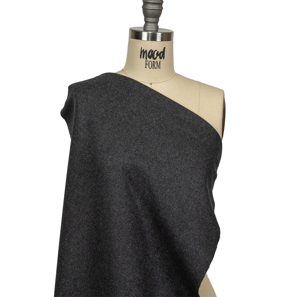 Obsidian and Gull Basketweave Blended Cashmere Coating Drape Obsidian and Gull Basketweave Blended Cashmere Coating Drape