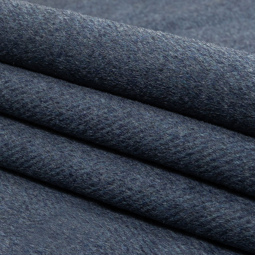 Heathered Blue Herringbone Brushed Double Cloth Cashmere Coating Folded Heathered Blue Herringbone Brushed Double Cloth Cashmere Coating Folded