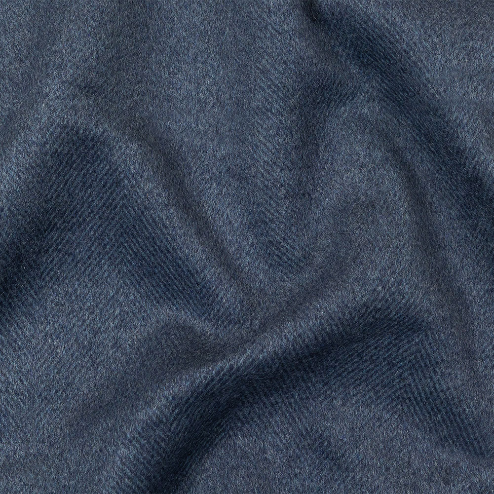 Heathered Blue Herringbone Brushed Double Cloth Cashmere Coating Heathered Blue Herringbone Brushed Double Cloth Cashmere Coating