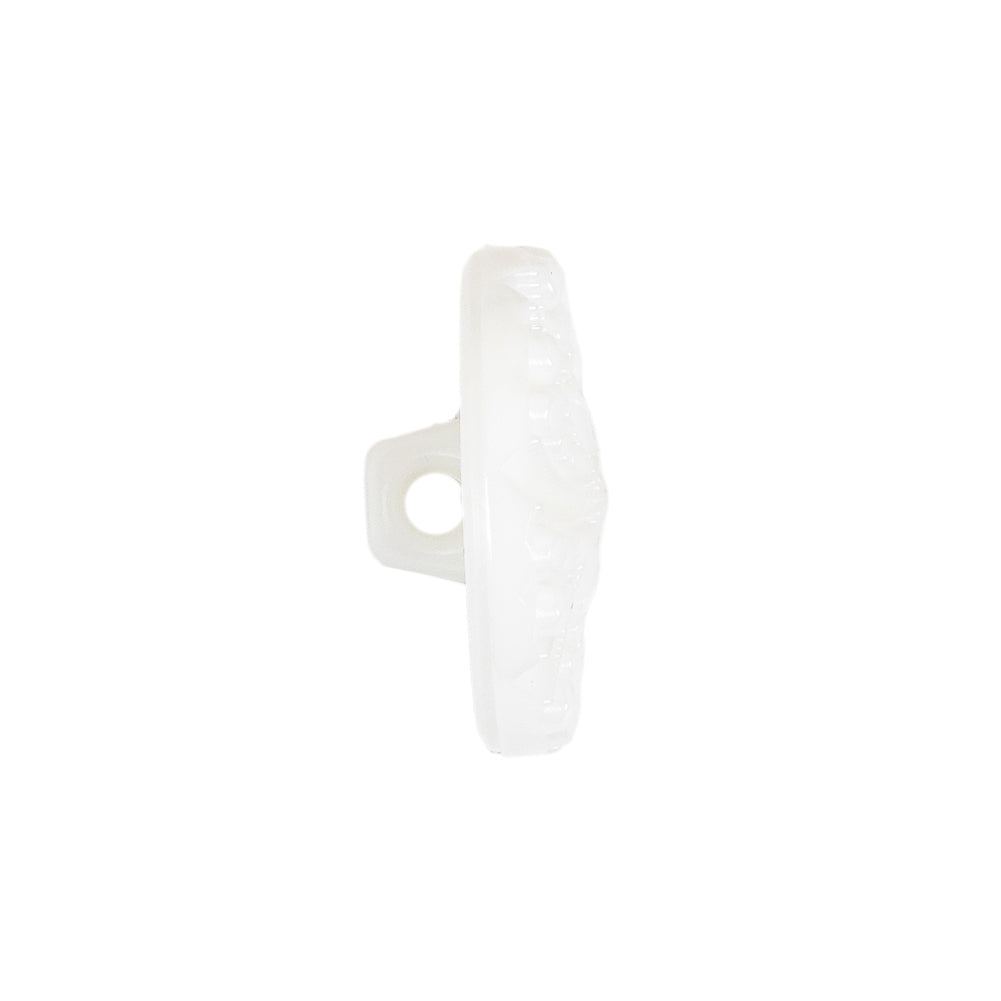 White Bevel Cut Shank Back Plastic Button - 36L/23mm Folded White Bevel Cut Shank Back Plastic Button - 36L/23mm Folded