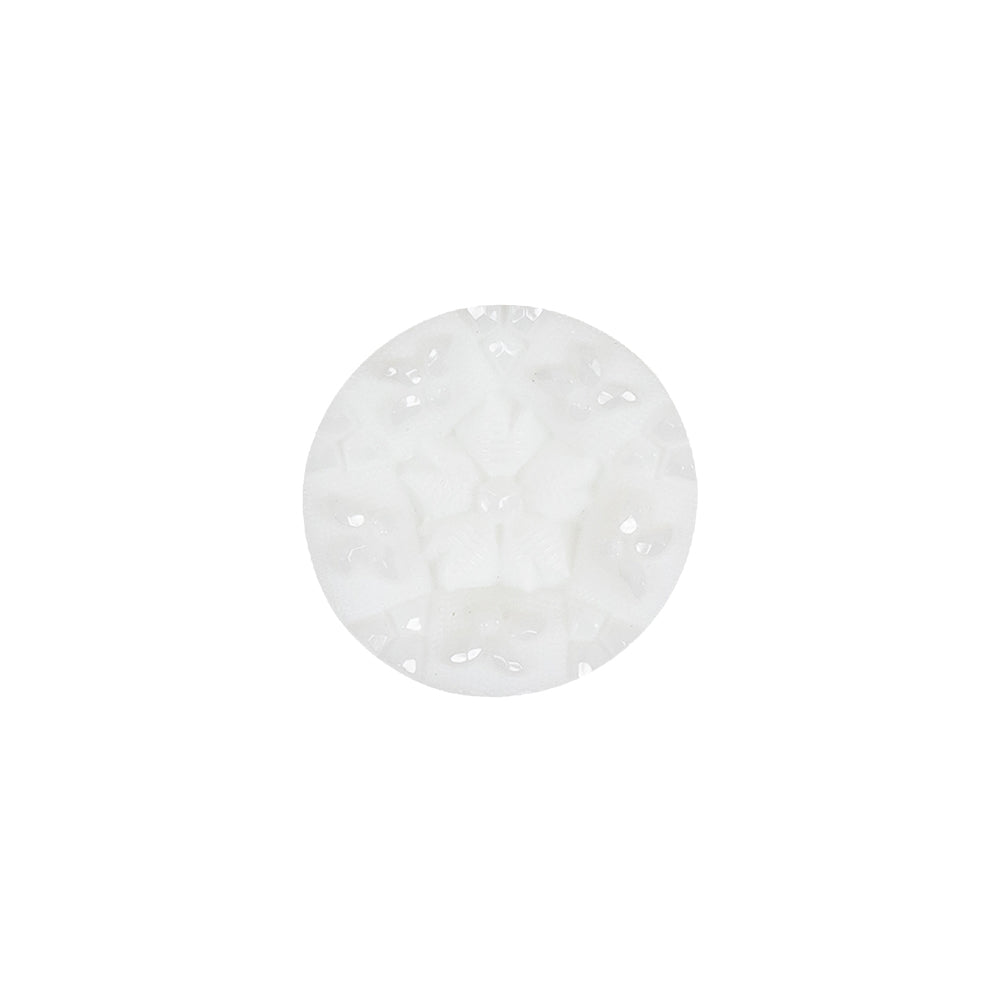 Italian White Concave Floral Molded Shank Back Plastic Button - 24L/15mm Italian White Concave Floral Molded Shank Back Plastic Button - 24L/15mm