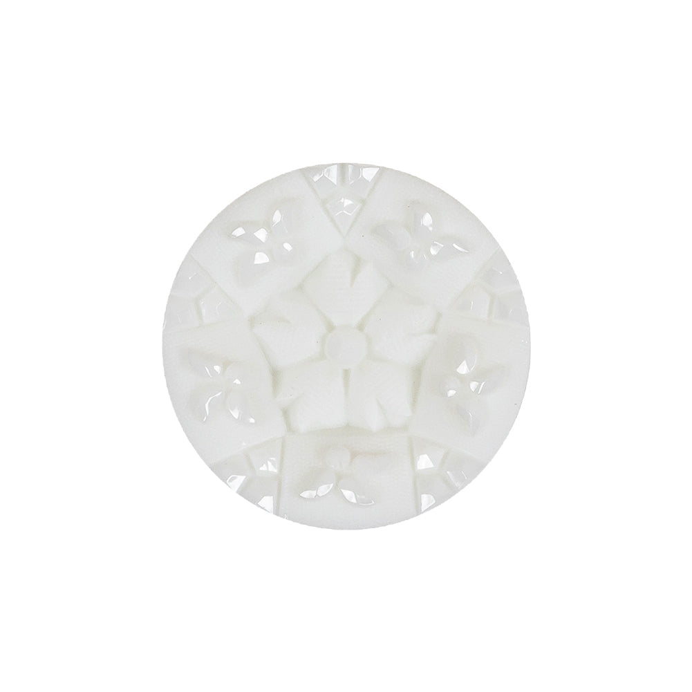 Italian White Concave Floral Molded Shank Back Plastic Button - 36L/23mm Italian White Concave Floral Molded Shank Back Plastic Button - 36L/23mm