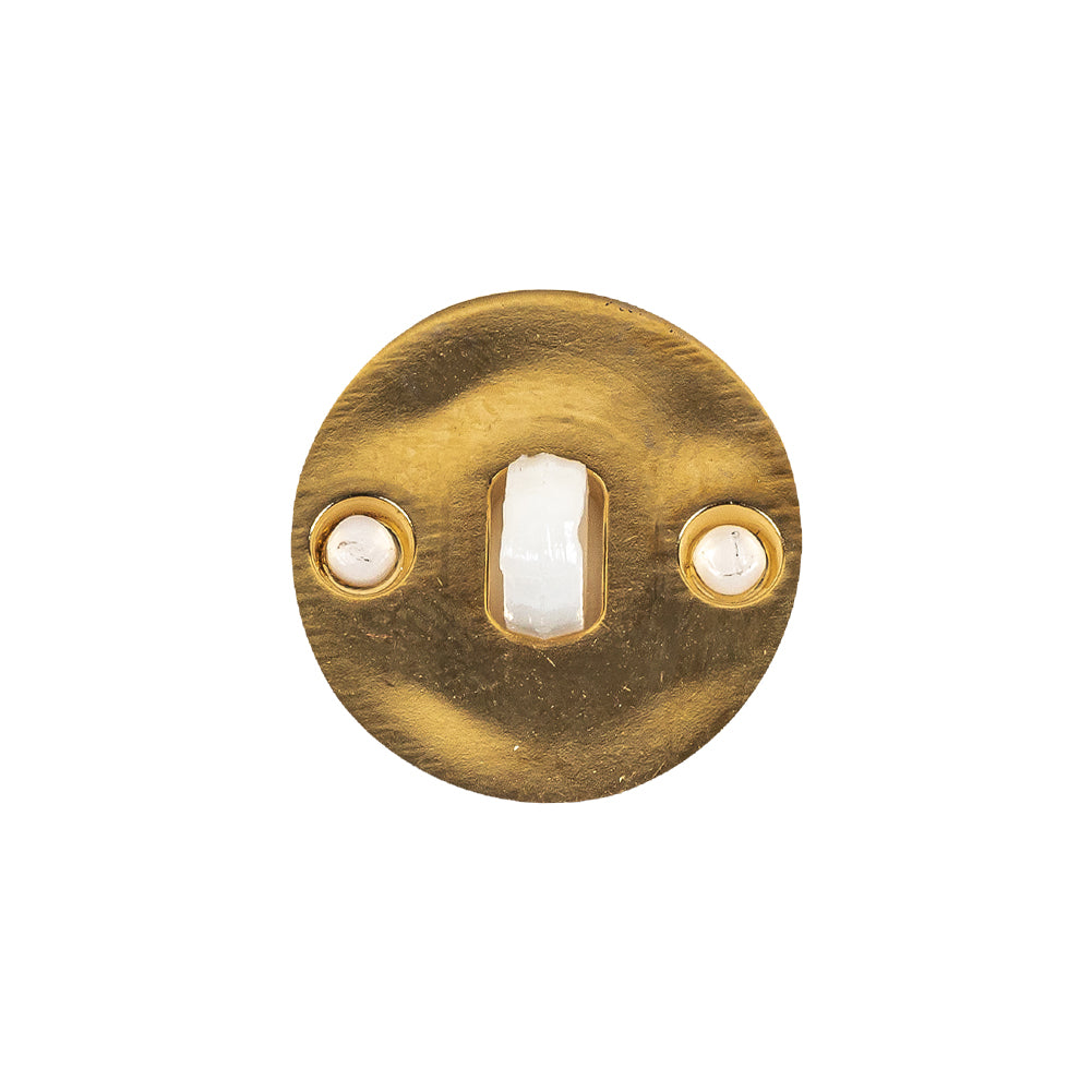 Italian Gold and White Dual Striped Plastic Shank Back Button - 32L/20mm Detail Italian Gold and White Dual Striped Plastic Shank Back Button - 32L/20mm Detail