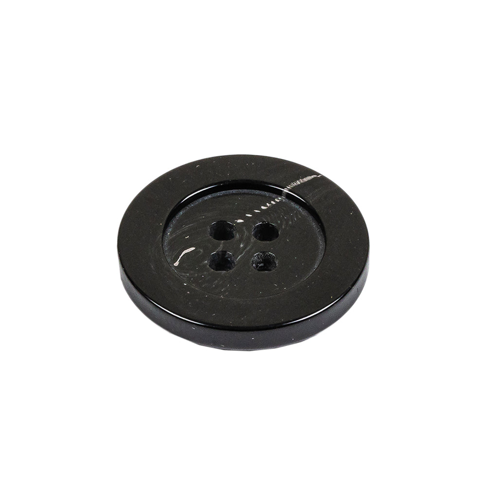 Italian Shiny Black 4-Hole Plastic Button - 36L/23mm Folded