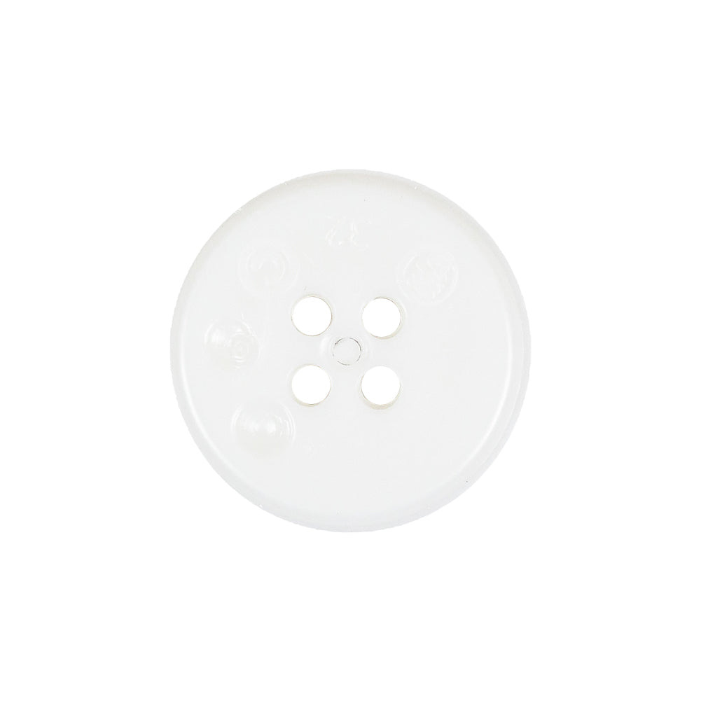 Italian White Faceted 4-Hole Nylon Button - 33L/21mm Detail Italian White Faceted 4-Hole Nylon Button - 33L/21mm Detail