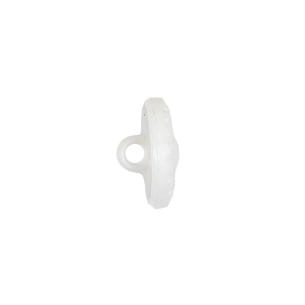 Italian White Faceted Center Floral Molded Shank Back Plastic Button - 24L/15mm Folded Italian White Faceted Center Floral Molded Shank Back Plastic Button - 24L/15mm Folded